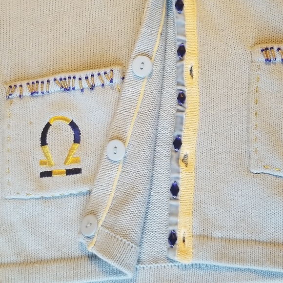 SOLD- Libra Astrology Vintage Cardigan - Picture 6 of 6